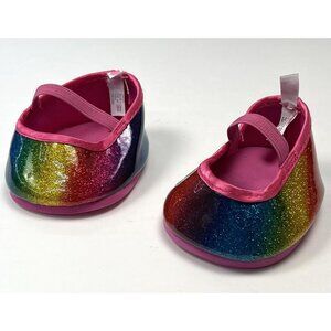 BUILD-A-BEAR WORKSHOP BABW Pink Glitter Rainbow Doll Bear SHOES Flats Pride EUC